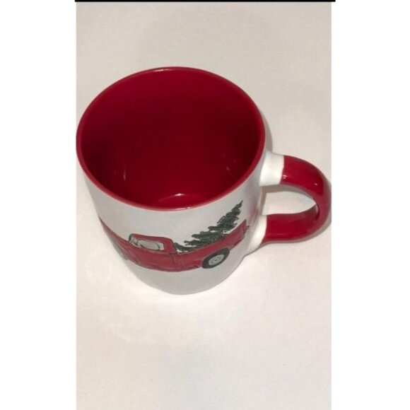 Vintage Style Christmas Truck Ceramic Mug With Red Interior & Handle - Picture 2 of 5